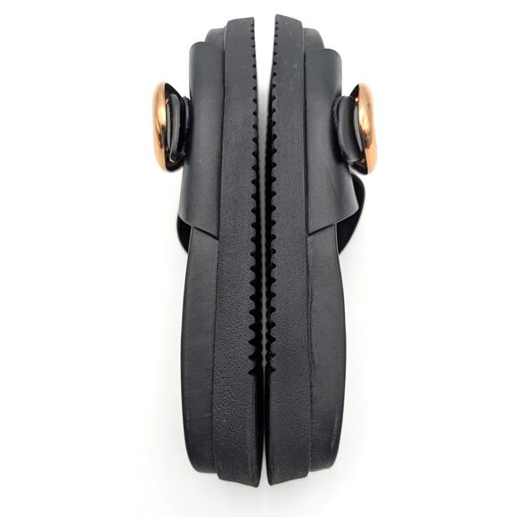 Steve Madden Mandie Slide Sandals Women's Leather Black/Gold Size US8M EU38.5 - Picture 10 of 11